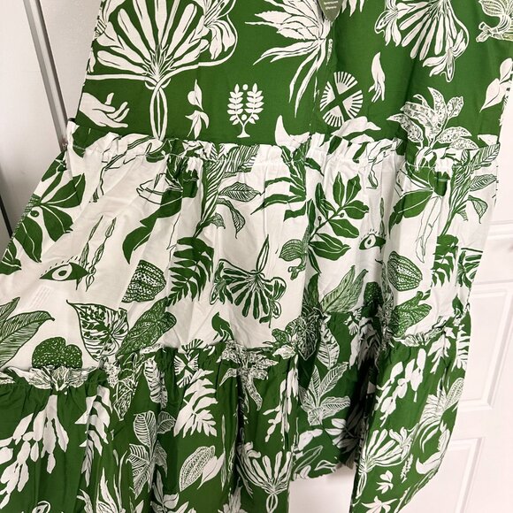NWT Farm Rio Forest Soul Mix Midi Dress, Green and White, Size M - Picture 6 of 8
